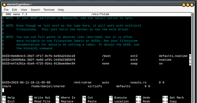 QEMU KVM etc fstab