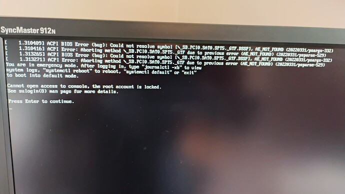 Boot error messages