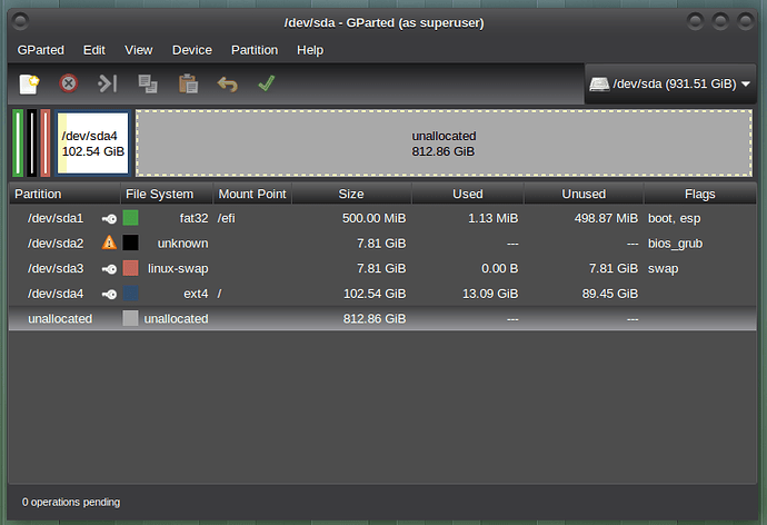 gparted screenshot