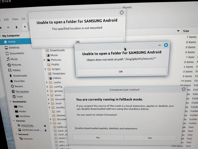 Various error msgs