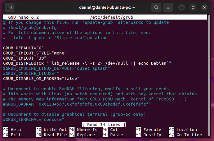 Ubuntu Default Grub