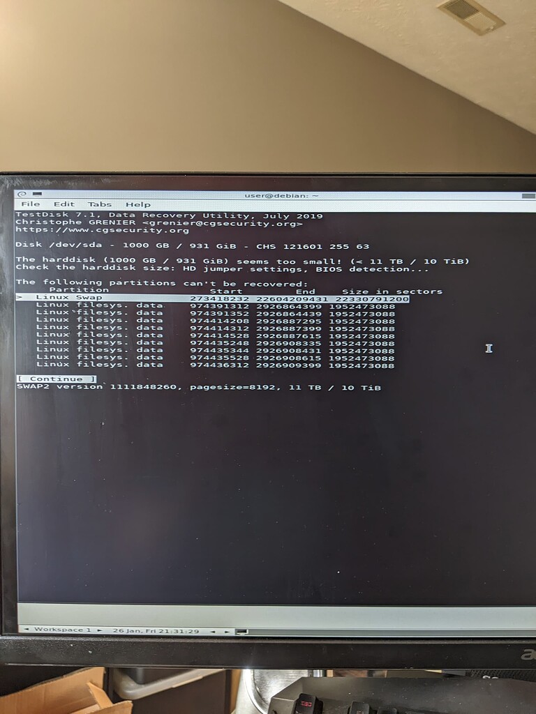 Getting the deleted partition back using TestDisk or Timeshift