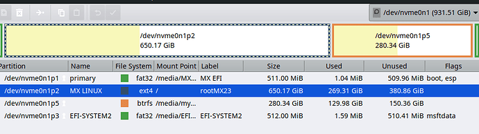 gparted Acer internal nvme drive