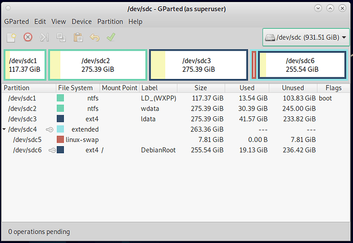 Gparted WXP and Debian